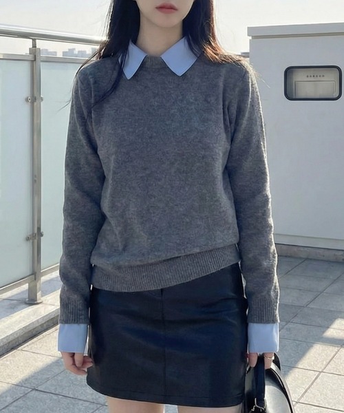 cammie(キャミー)の「シンプルニットトップス(ニット/セーター・レディース・ネイビー/ブラック/グレー・F)」の1枚目の写真