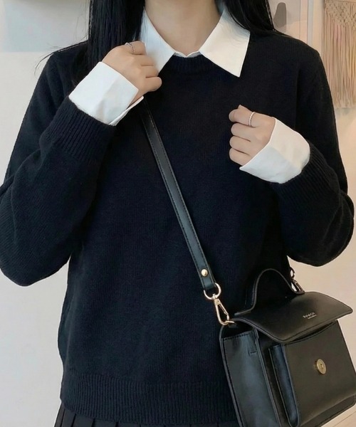cammie(キャミー)の「シンプルニットトップス(ニット/セーター・レディース・ネイビー/ブラック/グレー・F)」の2枚目の写真