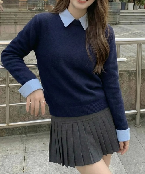 cammie(キャミー)の「シンプルニットトップス(ニット/セーター・レディース・ネイビー/ブラック/グレー・F)」の15枚目の写真