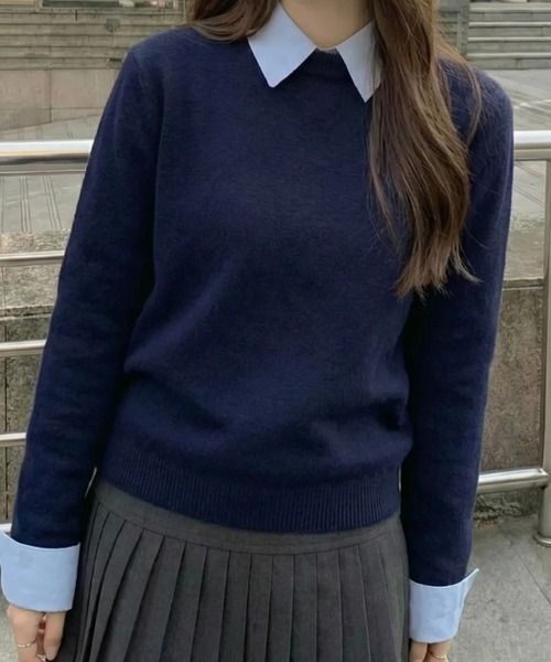 cammie(キャミー)の「シンプルニットトップス(ニット/セーター・レディース・ネイビー/ブラック/グレー・F)」の14枚目の写真