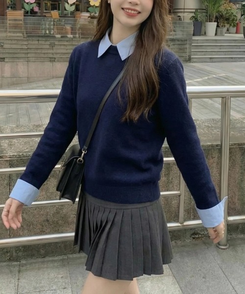 cammie(キャミー)の「シンプルニットトップス(ニット/セーター・レディース・ネイビー/ブラック/グレー・F)」の13枚目の写真