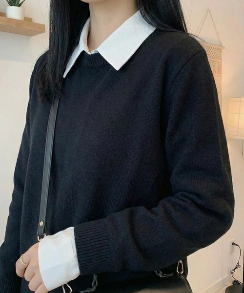 cammie(キャミー)の「シンプルニットトップス(ニット/セーター・レディース・ネイビー/ブラック/グレー・F)」の5枚目の写真
