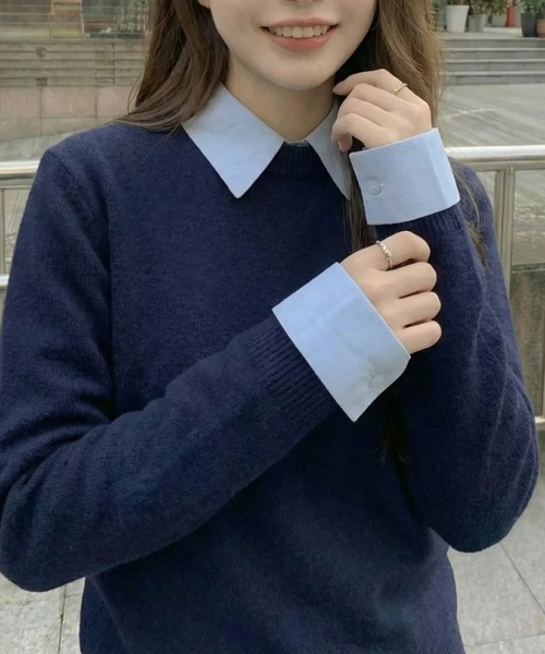 cammie(キャミー)の「シンプルニットトップス(ニット/セーター・レディース・ネイビー/ブラック/グレー・F)」の12枚目の写真