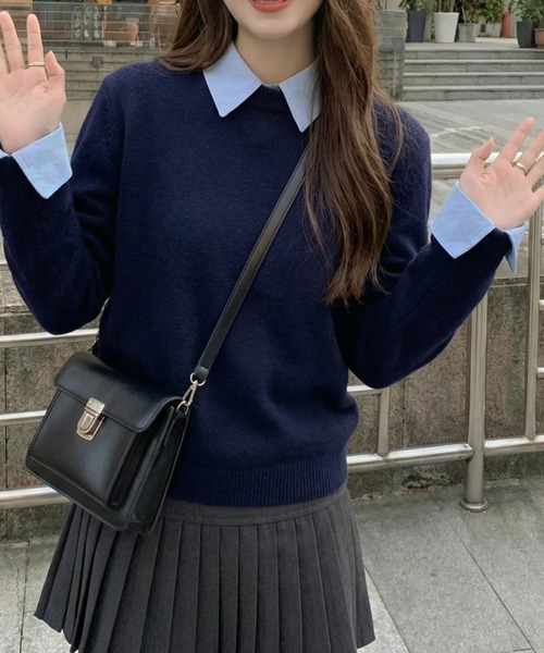 cammie(キャミー)の「シンプルニットトップス(ニット/セーター・レディース・ネイビー/ブラック/グレー・F)」の16枚目の写真