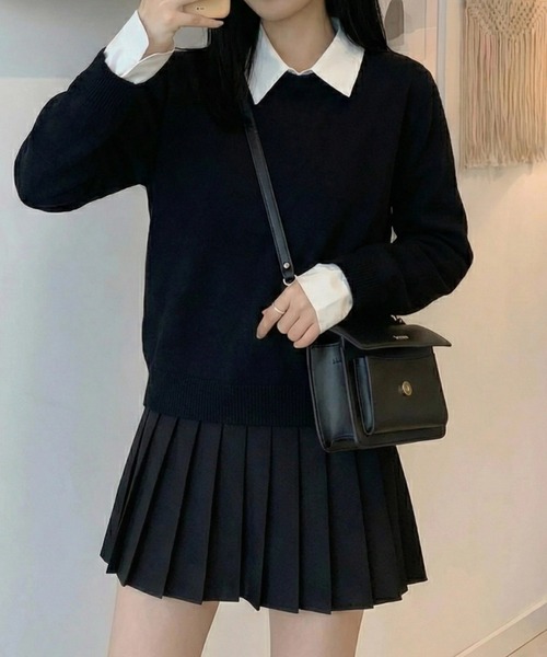 cammie(キャミー)の「シンプルニットトップス(ニット/セーター・レディース・ネイビー/ブラック/グレー・F)」の4枚目の写真