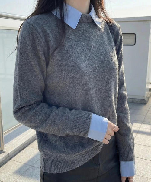 cammie(キャミー)の「シンプルニットトップス(ニット/セーター・レディース・ネイビー/ブラック/グレー・F)」の10枚目の写真