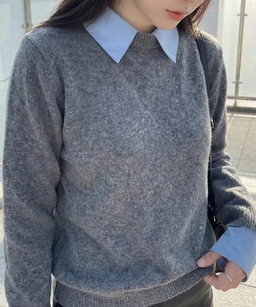 cammie(キャミー)の「シンプルニットトップス(ニット/セーター・レディース・ネイビー/ブラック/グレー・F)」の9枚目の写真
