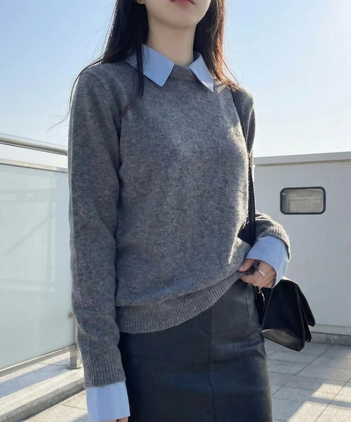 cammie(キャミー)の「シンプルニットトップス(ニット/セーター・レディース・ネイビー/ブラック/グレー・F)」の11枚目の写真