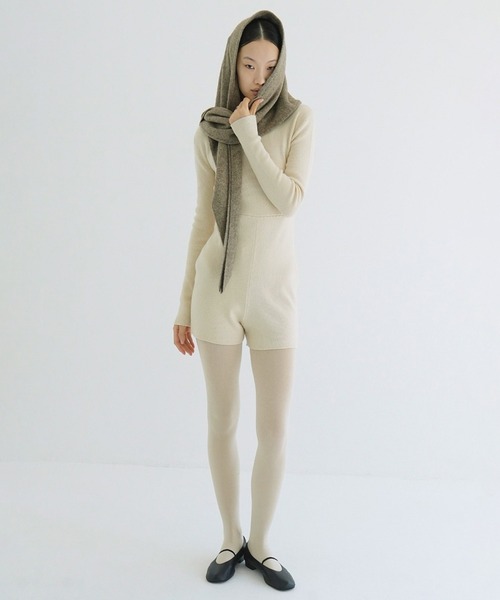 CLANE(クラネ)の「WOOL SHORT KNIT ALL IN ONE(つなぎ/オールインワン・レディース・アイボリー/グレー・1/2)」の12枚目の写真