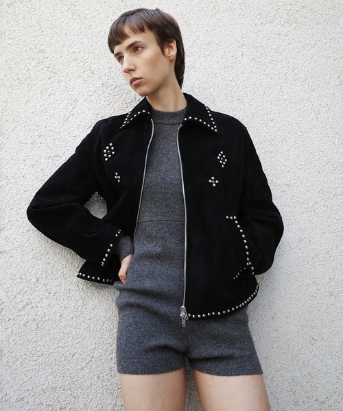 CLANE(クラネ)の「WOOL SHORT KNIT ALL IN ONE(つなぎ/オールインワン・レディース・アイボリー/グレー・1/2)」の6枚目の写真