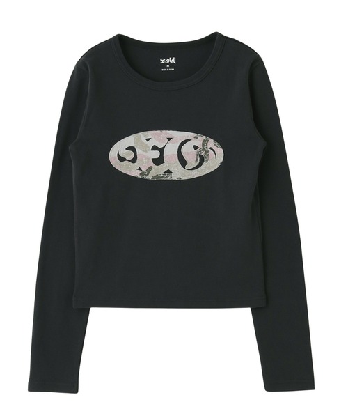 X-girl(エックスガール)の「OVAL LOGO PATCH L/S COMPACT TOP(Tシャツ/カットソー・レディース・ホワイト/カモフラージュ/チャコール・S/M)」の15枚目の写真