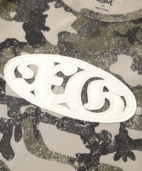 X-girl(エックスガール)の「OVAL LOGO PATCH L/S COMPACT TOP(Tシャツ/カットソー・レディース・ホワイト/カモフラージュ/チャコール・S/M)」の5枚目の写真