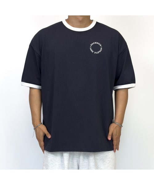 PACIENCIA(パシエンシア)の「リンガーオーバーサイズ半袖Tシャツ(Tシャツ/カットソー・メンズ・ホワイト/ライトグレー/ネイビー・LARGE/X-LARGE/XX-LARGE)」の3枚目の写真