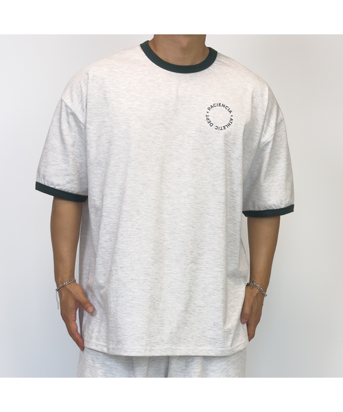 PACIENCIA(パシエンシア)の「リンガーオーバーサイズ半袖Tシャツ(Tシャツ/カットソー・メンズ・ホワイト/ライトグレー/ネイビー・LARGE/X-LARGE/XX-LARGE)」の2枚目の写真
