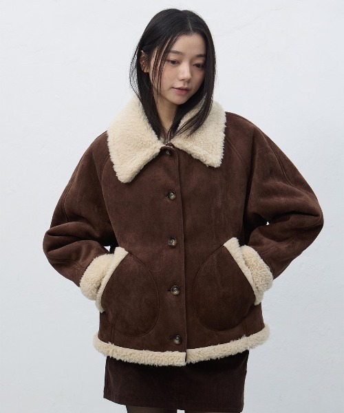 GENERAL IDEA（ジェネラルアイデア）の「【GENERAL IDEA】ムートンボアコート / SHEARING CALLOR MUSTANG COAT（ムートンコート・レディース・ブラウン/ベージュ・L/M/S）」の3枚目の写真