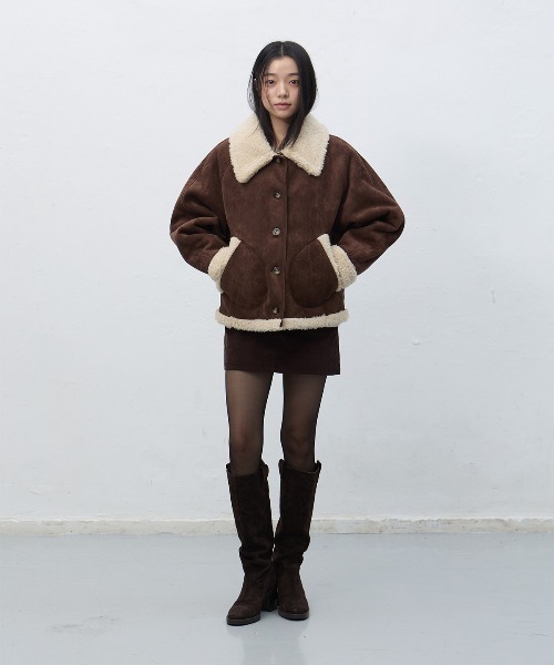 GENERAL IDEA（ジェネラルアイデア）の「【GENERAL IDEA】ムートンボアコート / SHEARING CALLOR MUSTANG COAT（ムートンコート・レディース・ブラウン/ベージュ・L/M/S）」の6枚目の写真