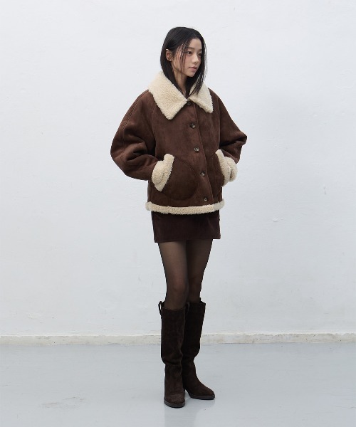 GENERAL IDEA（ジェネラルアイデア）の「【GENERAL IDEA】ムートンボアコート / SHEARING CALLOR MUSTANG COAT（ムートンコート・レディース・ブラウン/ベージュ・L/M/S）」の7枚目の写真