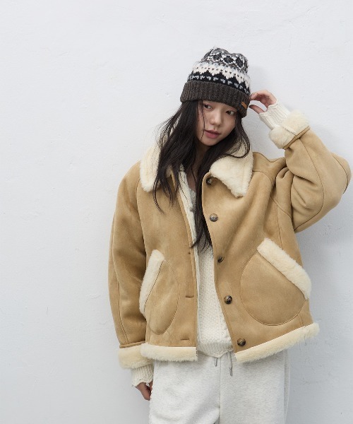 GENERAL IDEA（ジェネラルアイデア）の「【GENERAL IDEA】ムートンボアコート / SHEARING CALLOR MUSTANG COAT（ムートンコート・レディース・ブラウン/ベージュ・L/M/S）」の9枚目の写真