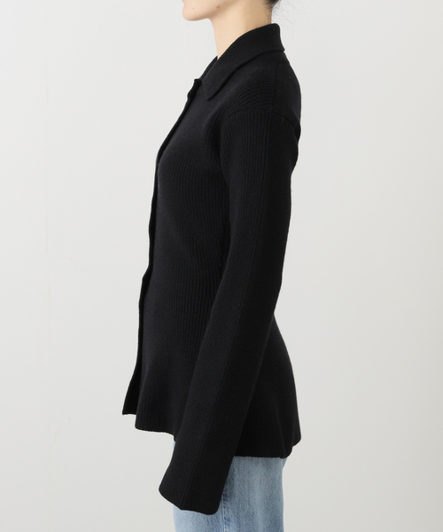 journal standard L'essage（ジャーナルスタンダードレサージュ）の「【ROHE/ロヘ】 Waisted rib cardigan：ニット（カーディガン/ボレロ・レディース・ブラック・36）」の2枚目の写真