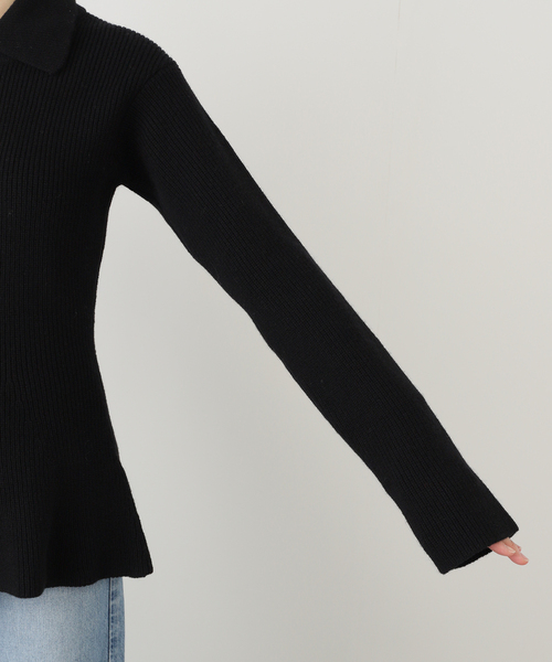 journal standard L'essage（ジャーナルスタンダードレサージュ）の「【ROHE/ロヘ】 Waisted rib cardigan：ニット（カーディガン/ボレロ・レディース・ブラック・36）」の4枚目の写真