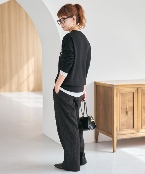 Spick & Span（スピックアンドスパン）の「《WEB限定 / 追加》ドットジャガードイージーパンツ（その他パンツ・レディース・ブラック・38/36）」の7枚目の写真