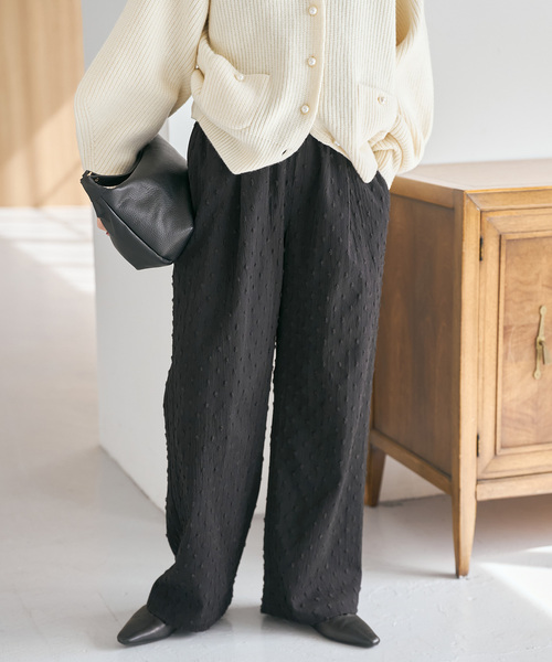 Spick & Span（スピックアンドスパン）の「《WEB限定 / 追加》ドットジャガードイージーパンツ（その他パンツ・レディース・ブラック・38/36）」の9枚目の写真