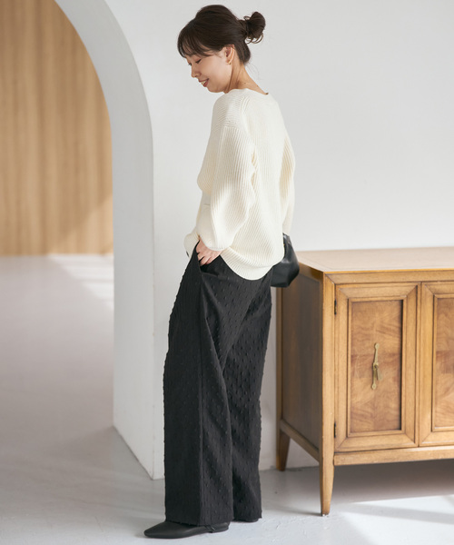 Spick & Span（スピックアンドスパン）の「《WEB限定 / 追加》ドットジャガードイージーパンツ（その他パンツ・レディース・ブラック・38/36）」の12枚目の写真