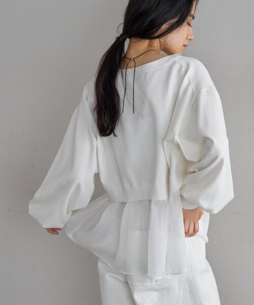 SHENERY（シーナリー）の「シアードッキングカーディガン（カーディガン/ボレロ・レディース・ホワイト/ブラック/グレー・FREE）」の2枚目の写真