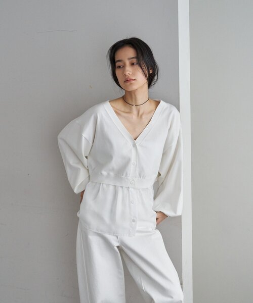 SHENERY（シーナリー）の「シアードッキングカーディガン（カーディガン/ボレロ・レディース・ホワイト/ブラック/グレー・FREE）」の11枚目の写真