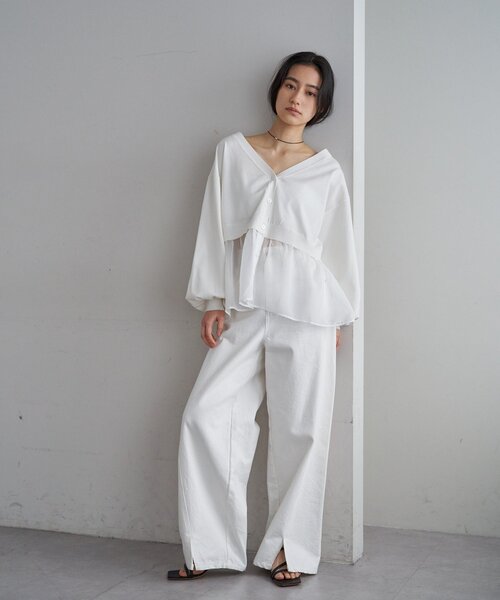 SHENERY（シーナリー）の「シアードッキングカーディガン（カーディガン/ボレロ・レディース・ホワイト/ブラック/グレー・FREE）」の6枚目の写真