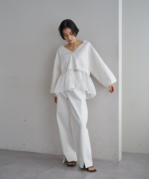 SHENERY（シーナリー）の「シアードッキングカーディガン（カーディガン/ボレロ・レディース・ホワイト/ブラック/グレー・FREE）」の7枚目の写真