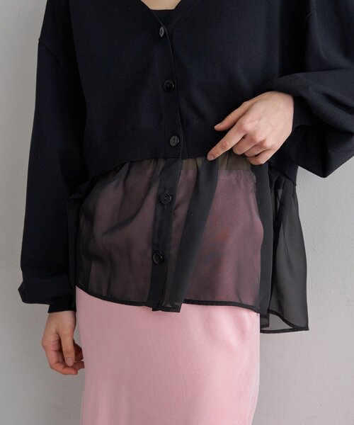 SHENERY（シーナリー）の「シアードッキングカーディガン（カーディガン/ボレロ・レディース・ホワイト/ブラック/グレー・FREE）」の10枚目の写真