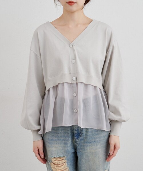 SHENERY（シーナリー）の「シアードッキングカーディガン（カーディガン/ボレロ・レディース・ホワイト/ブラック/グレー・FREE）」の18枚目の写真