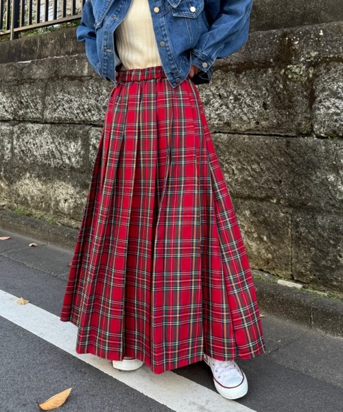 セール】チェックプリーツロングスカート（スカート）｜SOLLON