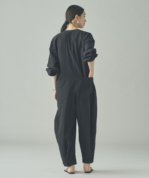 Curensology（カレンソロジー）の「Curensology(カレンソロジー)/ナイロンセルロースオールインワン（つなぎ/オールインワン・レディース・カーキ/ブラック・FREE）」の3枚目の写真