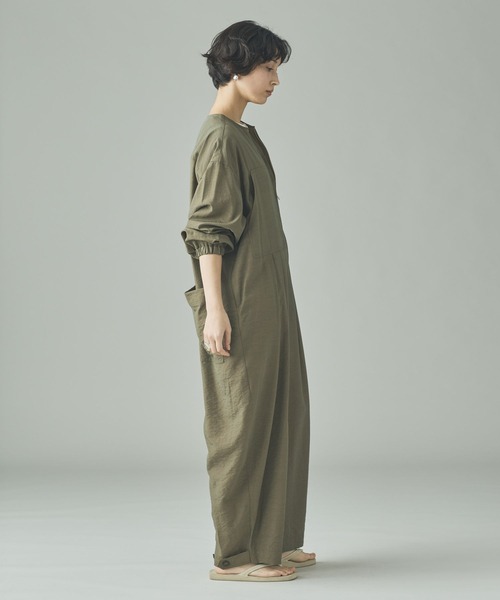 Curensology（カレンソロジー）の「Curensology(カレンソロジー)/ナイロンセルロースオールインワン（つなぎ/オールインワン・レディース・カーキ/ブラック・FREE）」の5枚目の写真