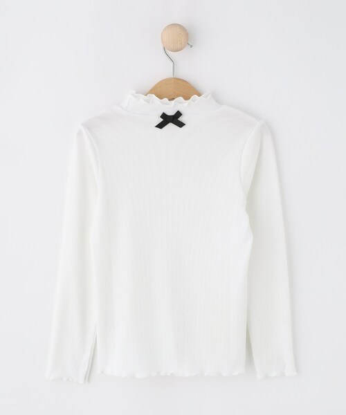 SHOO・LA・RUE（シューラルー）の「【110-140cm/プチセレ】リボンハイネックインナー（Tシャツ/カットソー・キッズ・ブラック/ホワイト・11/12/13/14）」の4枚目の写真