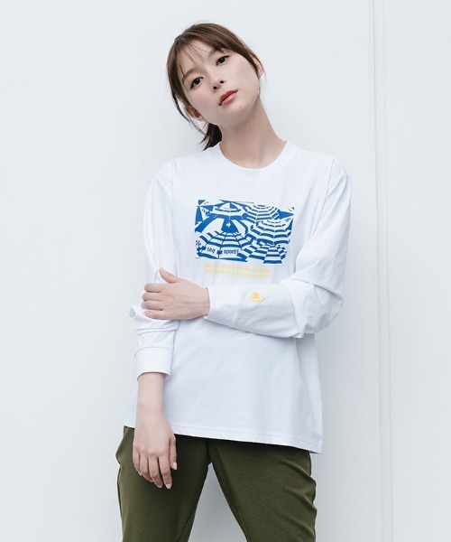 le coq sportif(ルコックスポルティフ)の「【ルコックスポルティフ】吸汗速乾/ストレッチ/UVカット/遮熱ヘランカ長袖Tシャツ(Tシャツ/カットソー・レディース・ネイビー/ピンク/ホワイト/ブルー・S/M/L/XL)」の2枚目の写真
