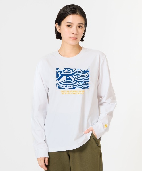 le coq sportif(ルコックスポルティフ)の「【ルコックスポルティフ】吸汗速乾/ストレッチ/UVカット/遮熱ヘランカ長袖Tシャツ(Tシャツ/カットソー・レディース・ネイビー/ピンク/ホワイト/ブルー・S/M/L/XL)」の9枚目の写真