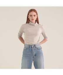 Terry Turtle Neck Top_Beige