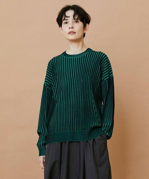 FRAPBOIS(フラボア)の「プレーティンニット プルオーバー(ニット/セーター・レディース・ベージュ/チャコールグレー・1)」の2枚目の写真