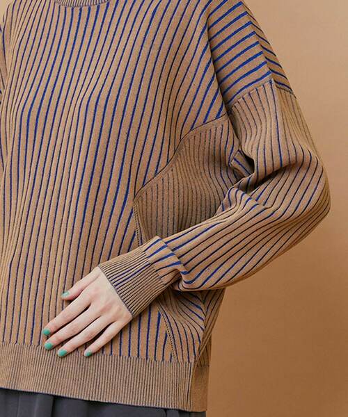 FRAPBOIS(フラボア)の「プレーティンニット プルオーバー(ニット/セーター・レディース・ベージュ/チャコールグレー・1)」の5枚目の写真