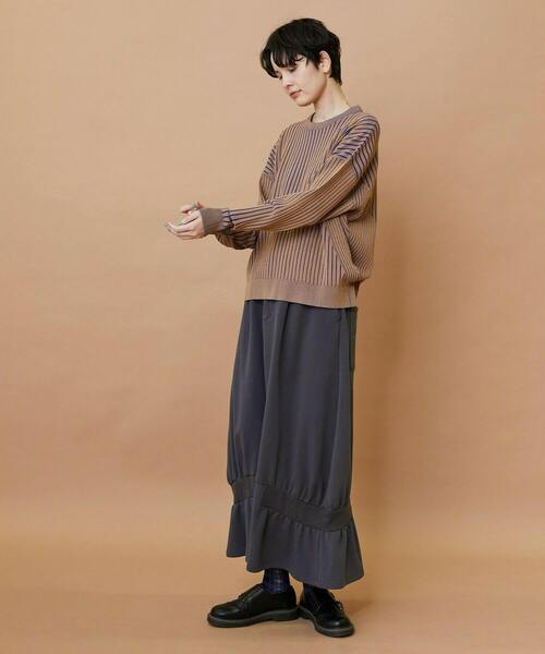 FRAPBOIS(フラボア)の「プレーティンニット プルオーバー(ニット/セーター・レディース・ベージュ/チャコールグレー・1)」の8枚目の写真