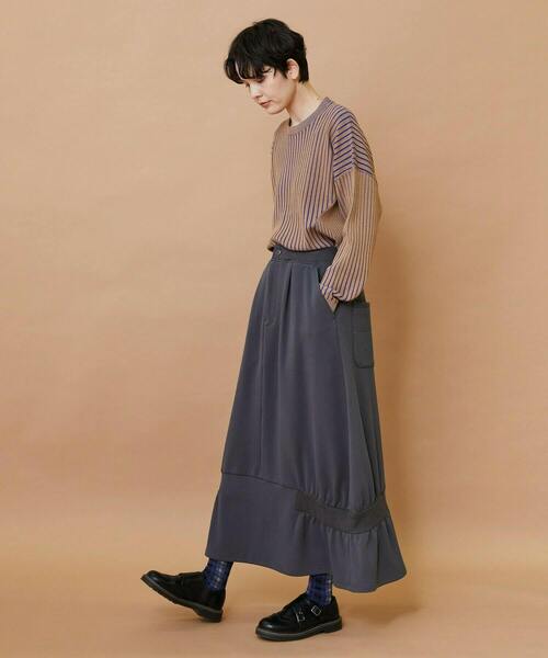 FRAPBOIS(フラボア)の「プレーティンニット プルオーバー(ニット/セーター・レディース・ベージュ/チャコールグレー・1)」の12枚目の写真