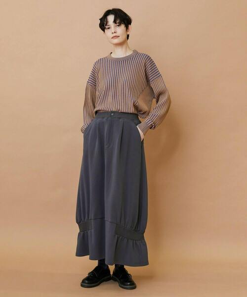 FRAPBOIS(フラボア)の「プレーティンニット プルオーバー(ニット/セーター・レディース・ベージュ/チャコールグレー・1)」の13枚目の写真