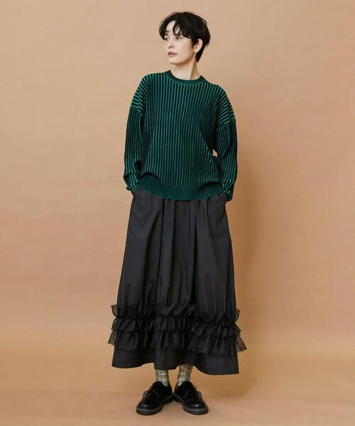 FRAPBOIS(フラボア)の「プレーティンニット プルオーバー(ニット/セーター・レディース・ベージュ/チャコールグレー・1)」の17枚目の写真