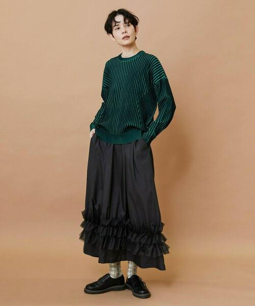 FRAPBOIS(フラボア)の「プレーティンニット プルオーバー(ニット/セーター・レディース・ベージュ/チャコールグレー・1)」の18枚目の写真