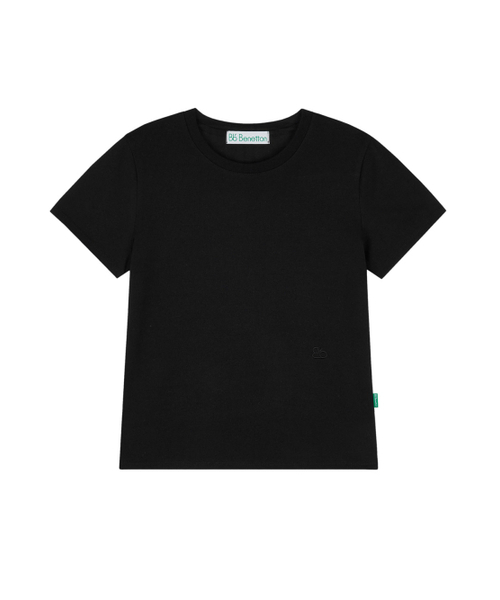 Bb' BENETTON(ビーフラットベネトン)の「ビビスーパーシングルクルーネック半袖Tシャツ(ブラック)(Tシャツ/カットソー・レディース・その他・S/M)」の1枚目の写真