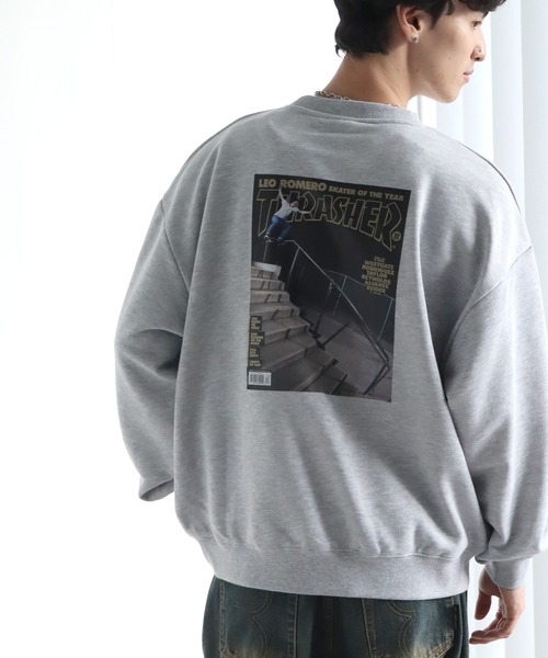 THRASHER(スラッシャー)の「【THRASHER/スラッシャー】裏毛 マガジンプリント クルーネック スウェット トレーナー(スウェット・メンズ・アッシュグレー/ブラウン/ブラック・L/XL/M)」の1枚目の写真