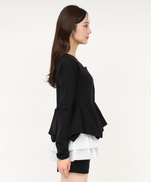 ROYAL PARTY（ロイヤルパーティー）の「ランダムフリルヘムシアードッキングトップス（Tシャツ/カットソー・レディース・グレー/ブラック/グリーン・FREE）」の5枚目の写真